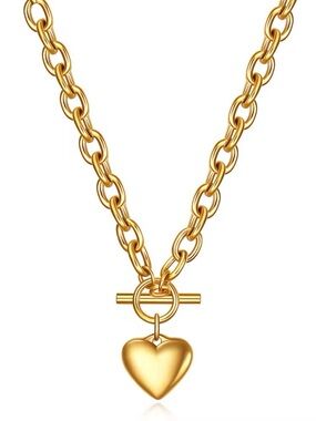 Gold Heart Toggle Necklace – Women Jewelry